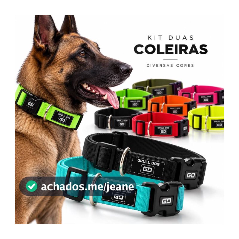 Kit 2 coleiras para cachorro regulável reforçada com fecho de segurança para passeio de cães