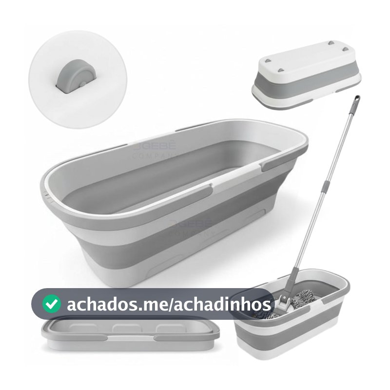 Balde Multiuso Dobrável Retrátil  Retangular Silicone Com Rodinhas