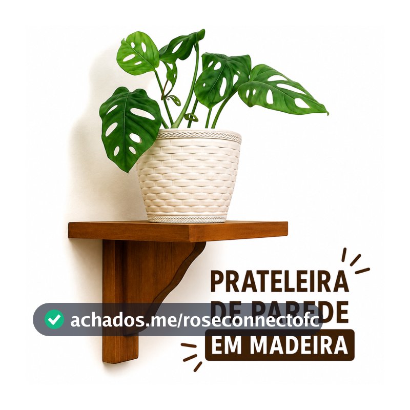 Prateleira Porta Vasos em Madeira de Pinus Natural Decorativa para Parede Plantas e Enfeites