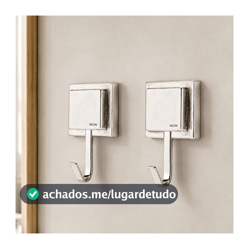Kit 2 Suporte Porta Toalha De Banho Gancho Prata Fita Dupla Face 3m