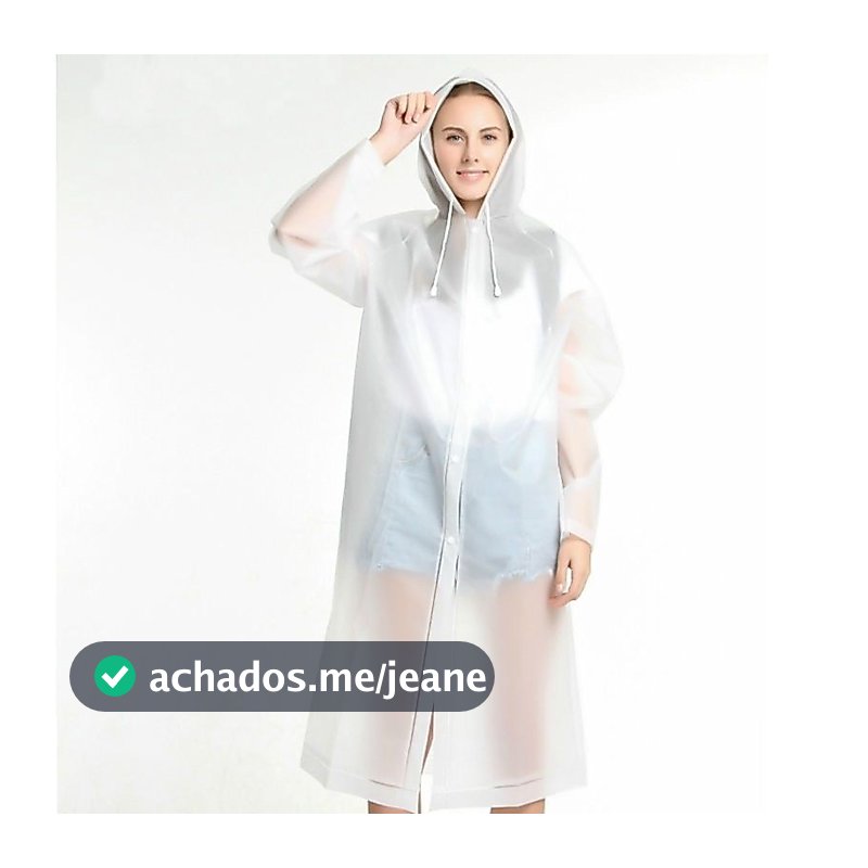 Capa Chuva com Gabardina grossa e comprida transparente reforçada reutilizável