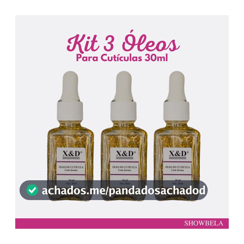 Kit 3 Óleos de Cutículas 30ml, Para Hidratar e Revitalizar As Unhas Nail Designer