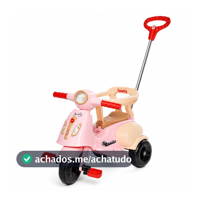 Carrinho De Passeio Triciclo Vespita Avespa Motoca Com Pedal Apoio de Pé e Haste Empurrador Infantil
