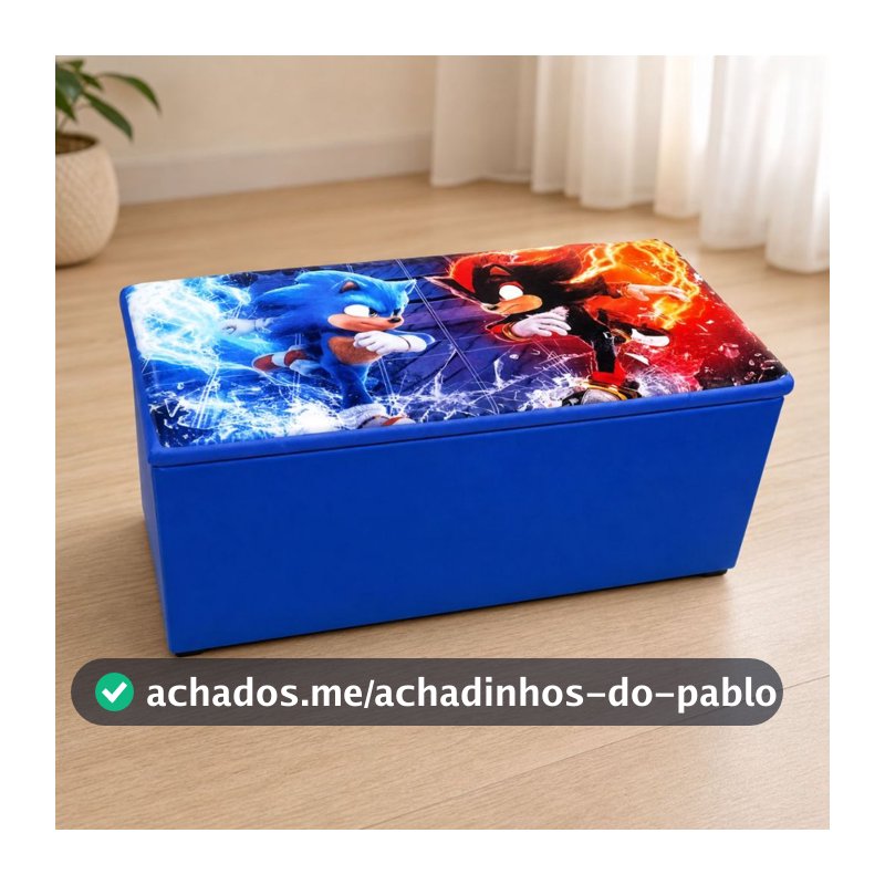 Baú Infantil Sonic Shadow Hot Wheels Grande 90cm Organizador de Brinquedos Estampado