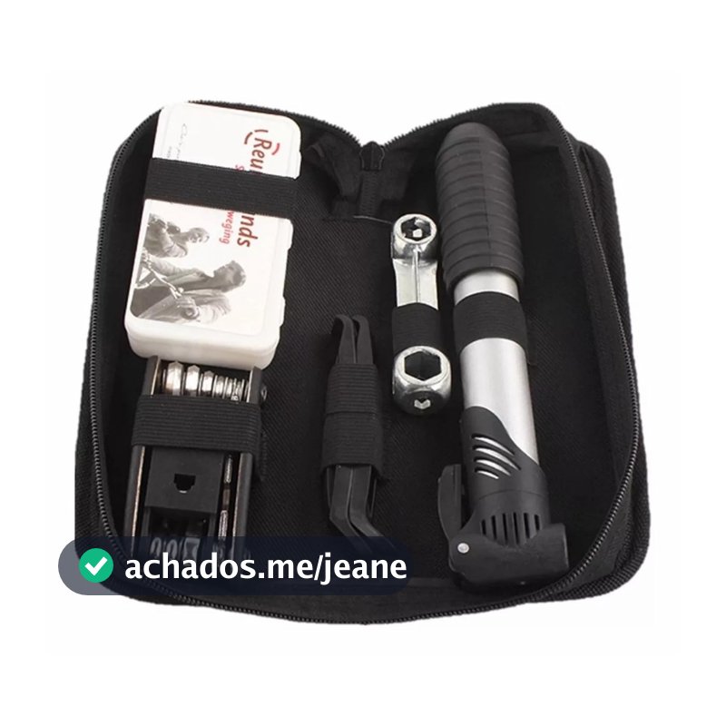 Kit Ferramentas para Bicicleta Chaves, Bomba de Ar, Remendos e Bolsa de Quadro