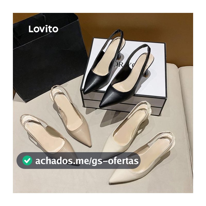 Lovito Sapato de Salto Feminino Estilo Coreano Elegante e Liso – Ideal para Trabalho, Escritório, Festas ou Casamentos (Modelo LFA46166)