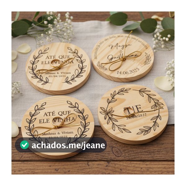 Porta Aliança para Casamento Personalizado de Madeira com suporte e envio imediato