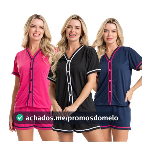 Promoção Pijama Curto Em Malha Blogueirinha Short e Blusa Amamentação