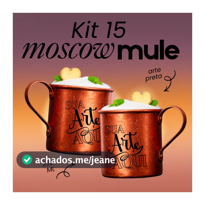 15 Caneca Alumínio Personalizada Moscow Mule - ARTE PRETA