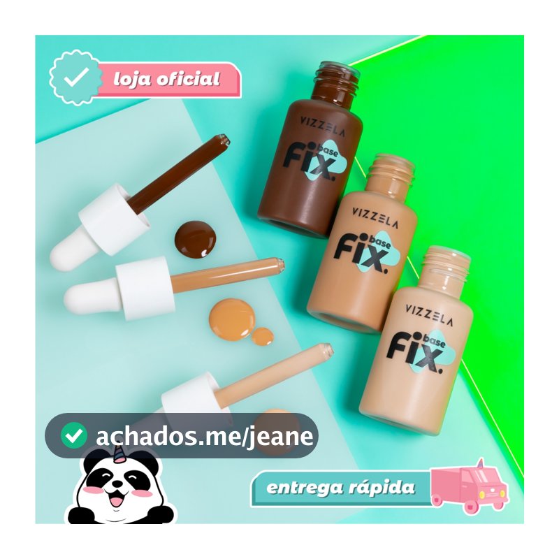 Base Líquida Fix Cobertura Média Alta Fixação Profissional Vegano Original Vizzela
