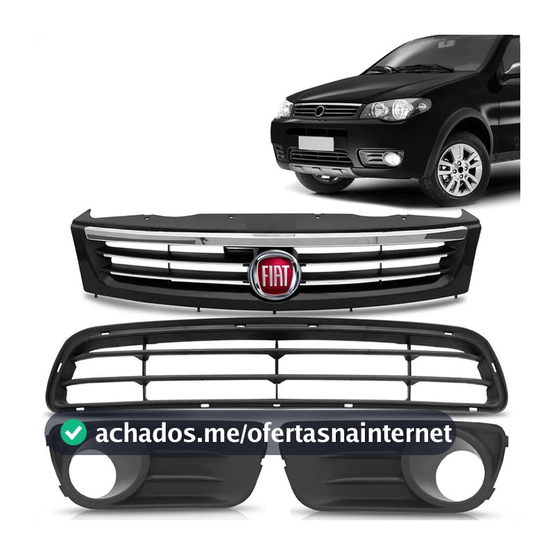 Kit Grades Parachoque Moldura Farol Milha Palio Siena G3 Way Fire Economy 2004 A 2016 + Emblema