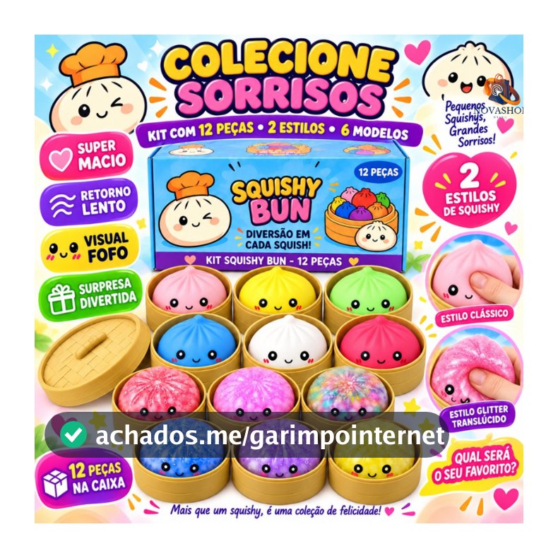 Squishy Bun Coloridas Glitter Brinquedo Fofinho Macio Retorno Lento Sensorial Infantil 3+