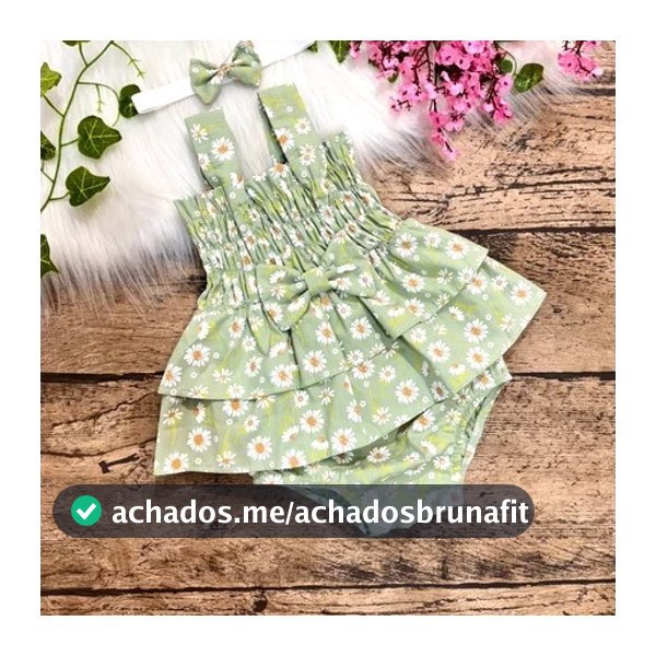 Body Vestido Bebe Menina 100% algodão tiara Tamanho 4 a 16 meses