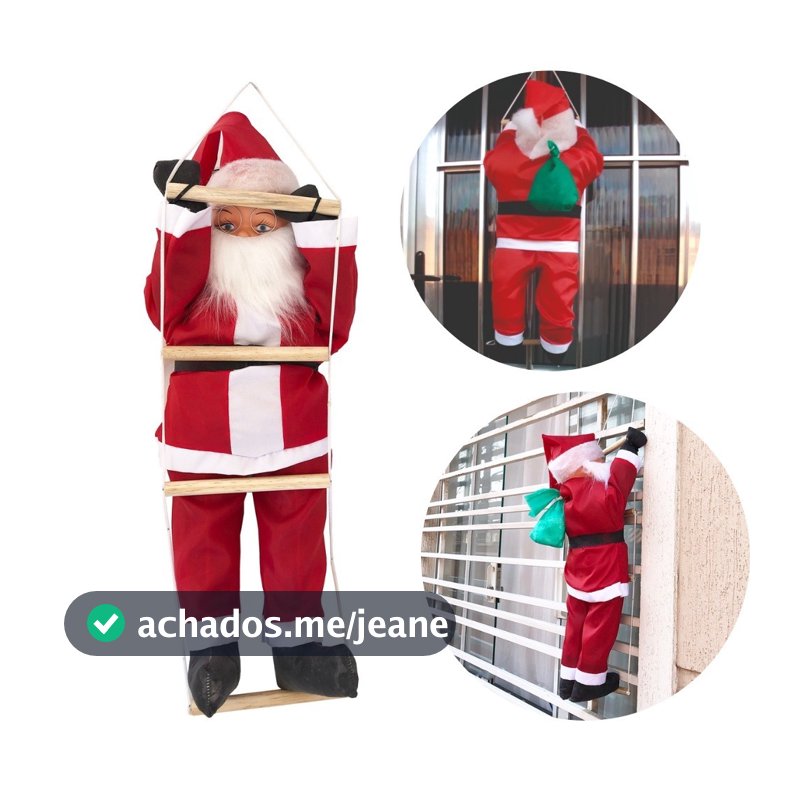 Papai Noel na Escada – Top! Linha Premium Enfeite Natal - Decoração Natalina Noel Escalador
