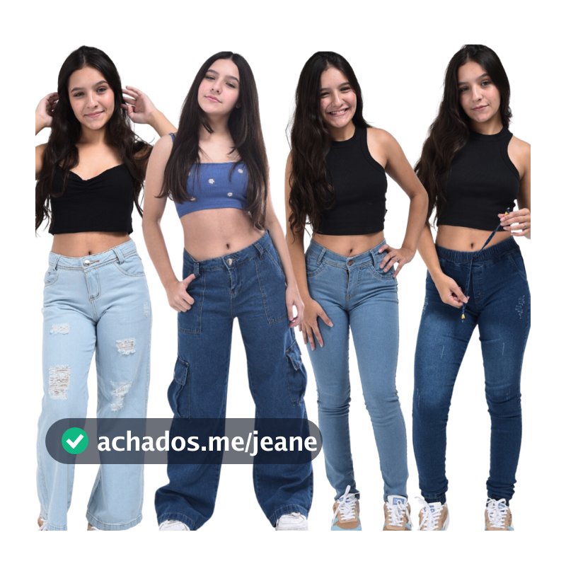Calça jeans feminina  infantil juvenil 10 ao 16 premium cargo wide leg pantalona slim skinny