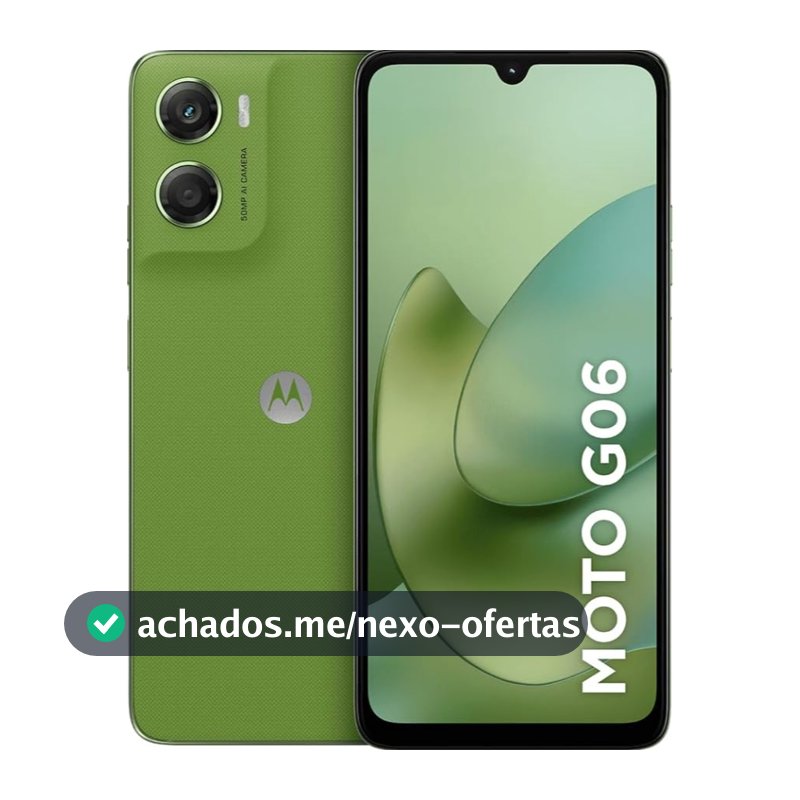 Celular Moto G06 4GB/64GB Dual Sim LTE 6.88" Câmera 50MP Verde e Azul