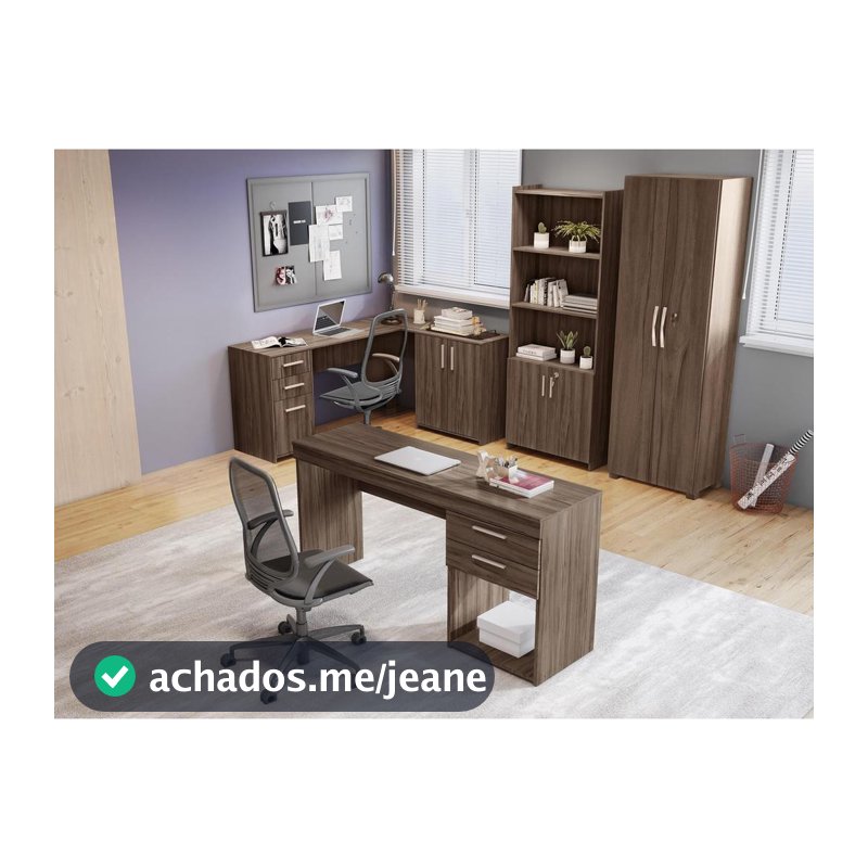 Conjunto Para Escritório 2 Mesas 2 Armários Altos Notável Móveis