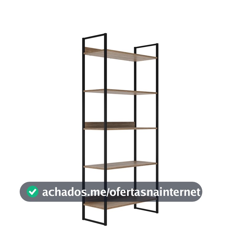 Estante Industrial Decorativa Madeira Laminada e Metal Organizador Multiuso Para Sala Quarto Escritório Home Office