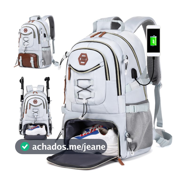 Mochila Unissex para Viagem e Atividades ao Ar Livre, Compatível com Notebook, Impermeável, Resistente, Leve e Espaçosa