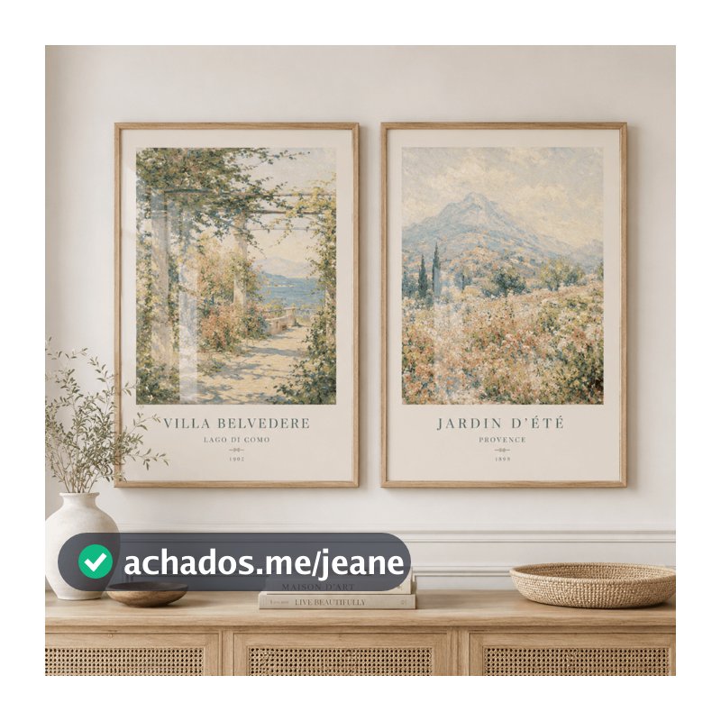 Kit 2 Quadros Decorativos Exposição de Arte Vintage Itália e Provence Toscana Retro