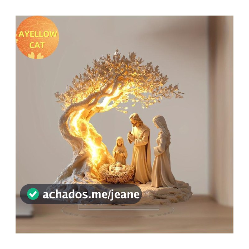 AYellowcat 2D Acrílico Plano Presépio Ornamento Decoração De Mesa De Natal BR