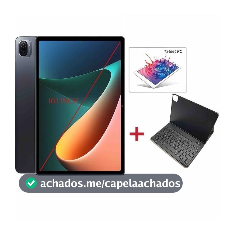 Tablet 10.1” HD + Teclado Bluetooth Capa 2 em 1 WiFi Android Tela Grande Alta Performance