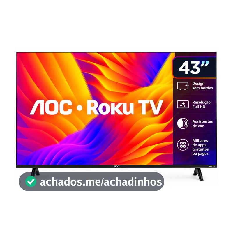 Smart TV AOC 43" Full HD LED Roku Wi-Fi USB HDMI 43S5155/78G
