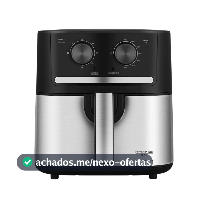 Fritadeira Air Fryer 5,5L Cyclone Preto e Inox Midea