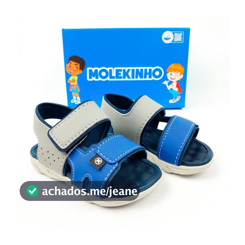 Sandália Papete Menino Molekinho Casual Escolar Anatômica Super Confortável Velcro Infantil Original