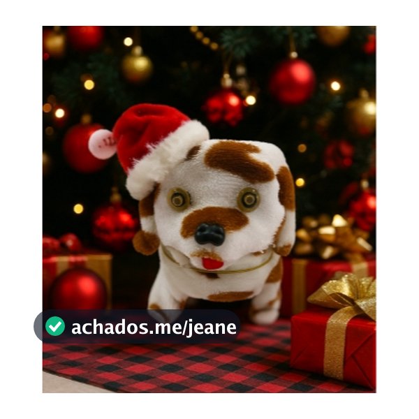 Cachorrinho De Pelúcia Latido Com Gorro De Natal | 13cm