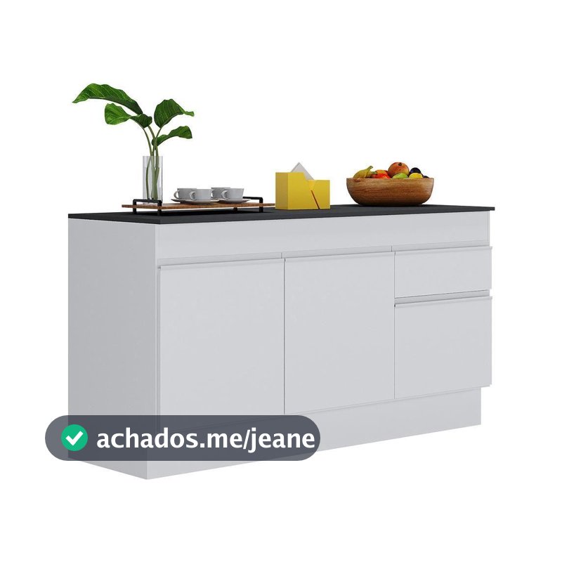 Balcão Cozinha Gabinete Pia 150 Cm 3 Portas 1 Gaveta Branco