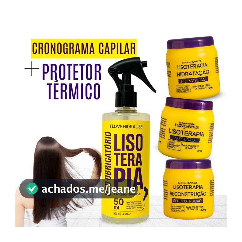 Kit Cronograma Capilar - Nutrição - Hidratação - Reconstrução + Protetor Térmico 10 em 1-Lisoterapia