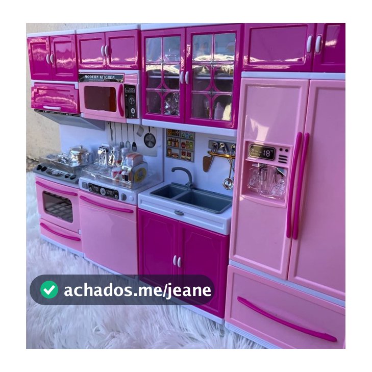Cozinha Infantil Kit Geladeira Fogão Armarios Microondas E Utensilios Menina Encantada