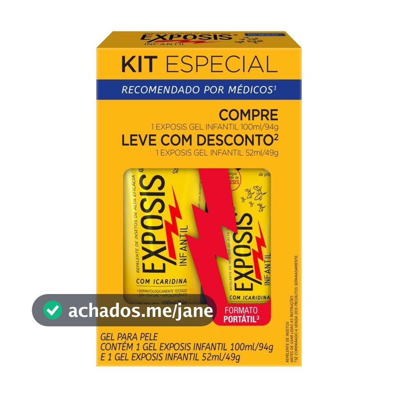Kit Repelente de Insetos Exposis 100ml + Repelente Infantil Gel sem Perfume com Icaridina 52ml
