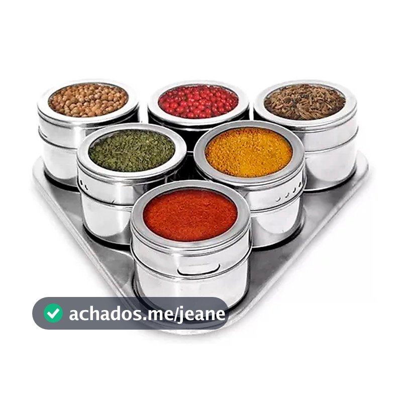 Porta Tempero Condimentos Magnetico 6 Potes Inox Organizadores Parede Geladeira Prateleira Cozinha Restaurante Casa