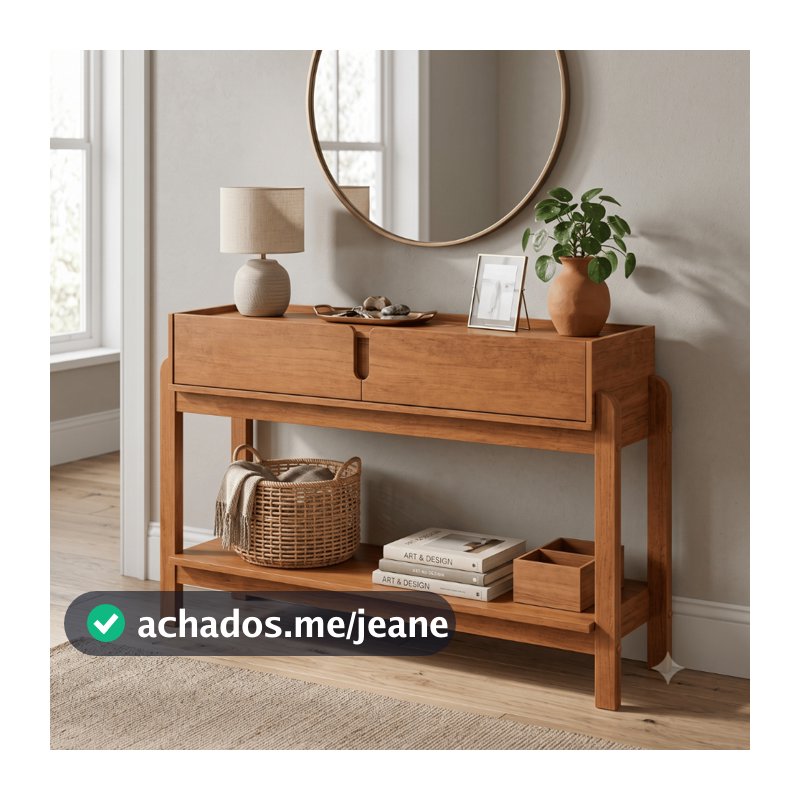 OFERTA Aparador Console Compacto 2 Gavetas Prateleira Madeira Maciça Decoração Sala Corredor