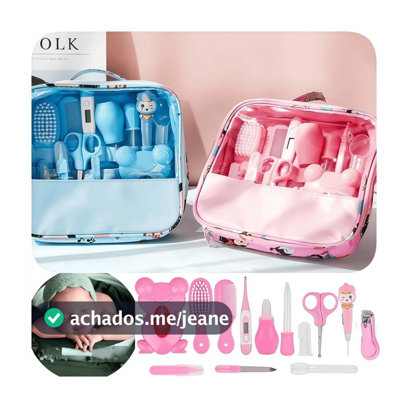 Kit 13 Peças Cuidados Bebê Recém-Nascido, Saúde e Higiene Completa, Rosa e Azul, Essencial para o Dia a Dia.