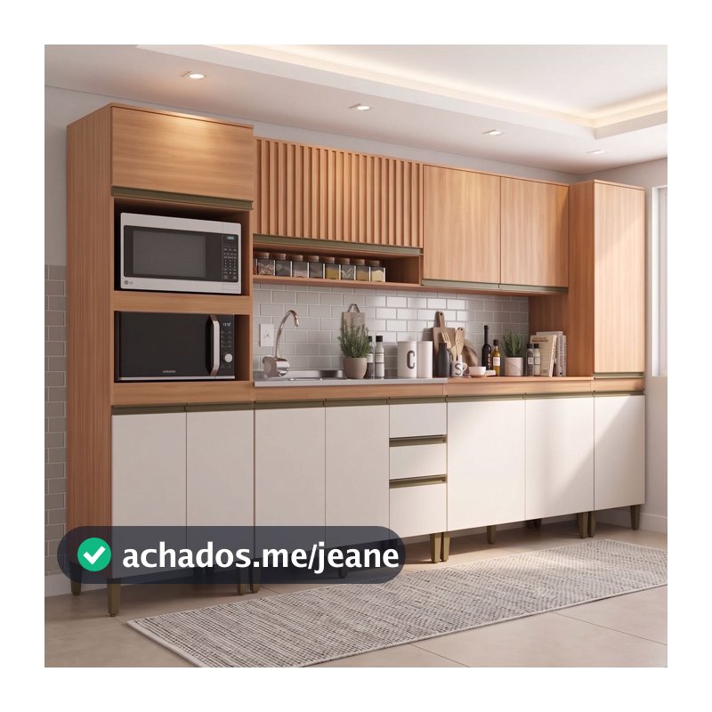 Cozinha Compacta Modulada 6 Peças sem Tampo Cecília Freijó Off White Ripada