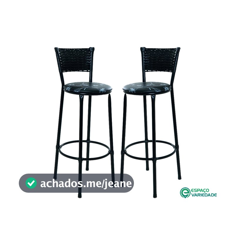 2 banquetas alta junco preto fibra sintetica cozinha area gourmet