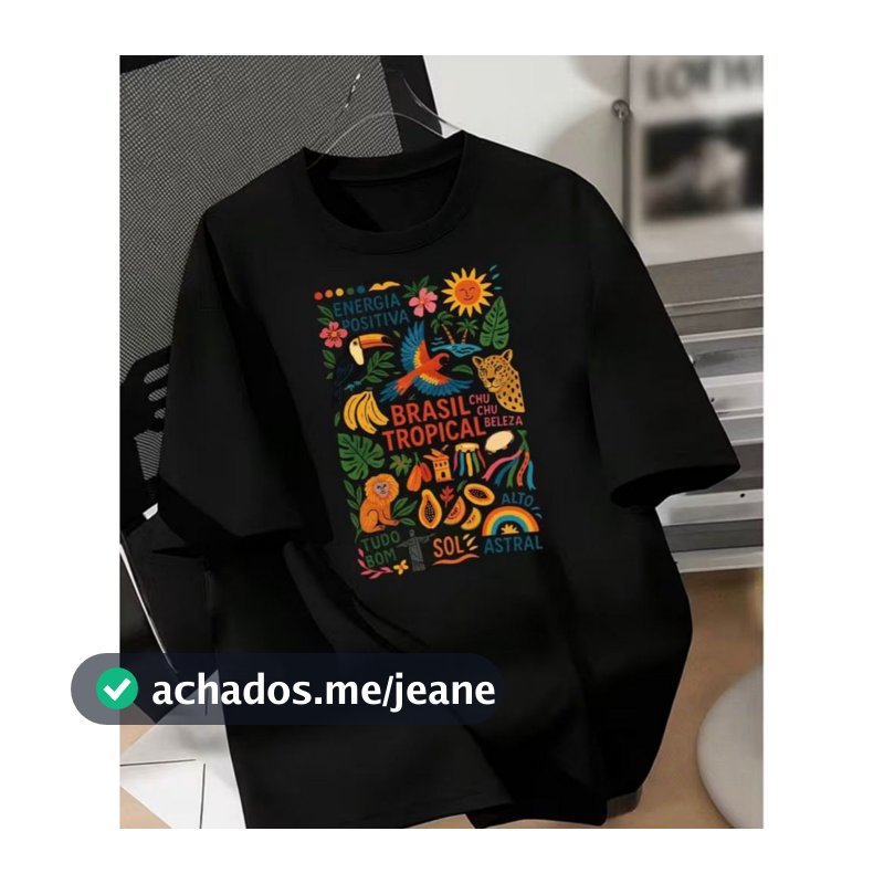 Camiseta Feminina Brasil Tropical Estampa Colorida Astral Casual Verão