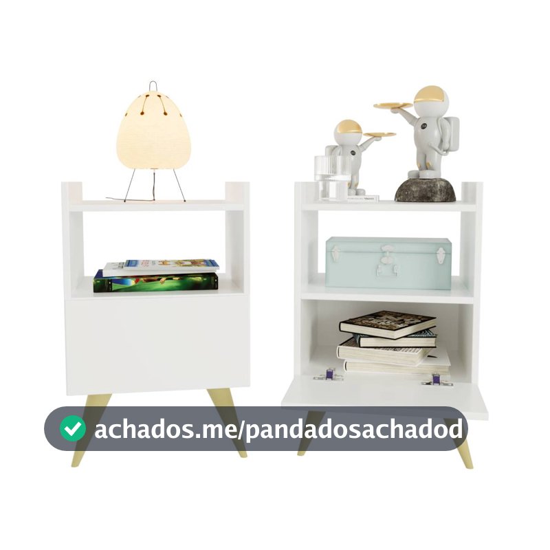 Kit 2 Mesa de Cabeceira Com Porta Nicho Quarto Casal Decoração Retro Fontana