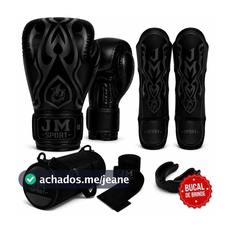 Kit Luva Boxe Muay Thai Caneleira Bandagem Bucal Case Bolsa