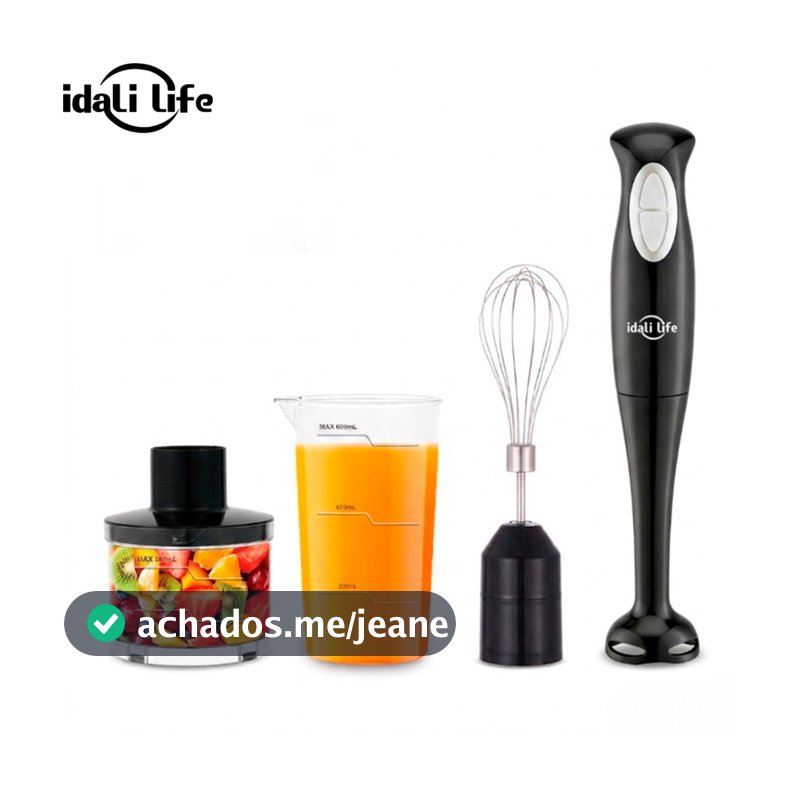 Mixer de Mão 3 em 1 300W 127v  Inox com Batedor de Ovos Triturador Misturador IDALI LIFE