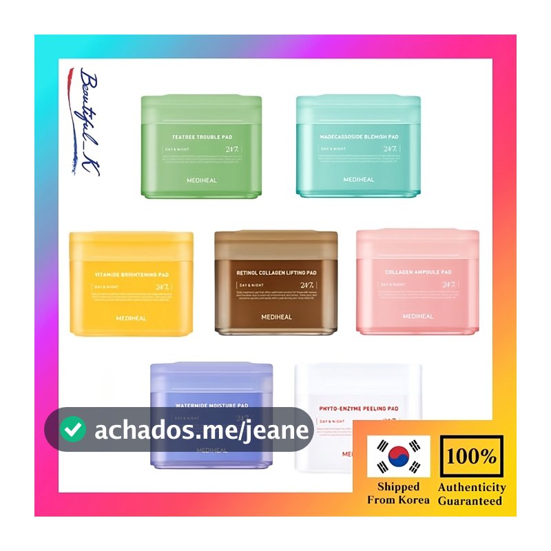 MEDIHEAL Almofada De Tratamento Diário Pads 7 Tipos [Teatree | Madecassoside Colágeno Watermide Fitoenzima Vitamide Retinol _lindo_k