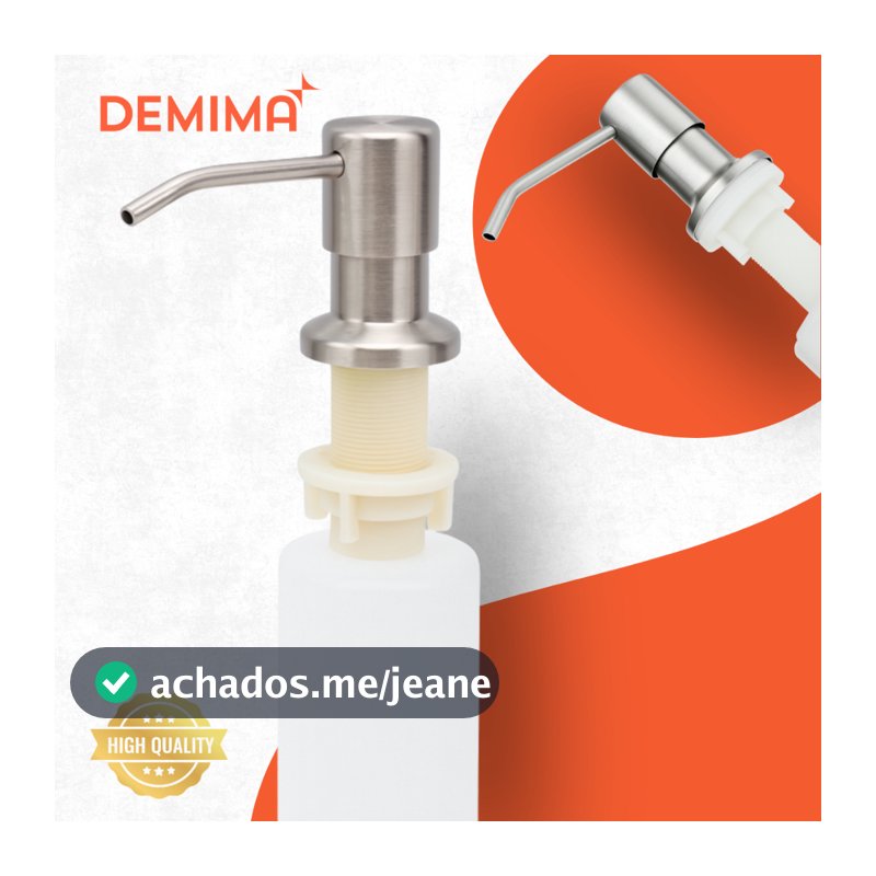 Dispenser Detergente Inox Porta Sabonete Para Banheiro/Cozinha Liquido Embutir 500 ML- Demima