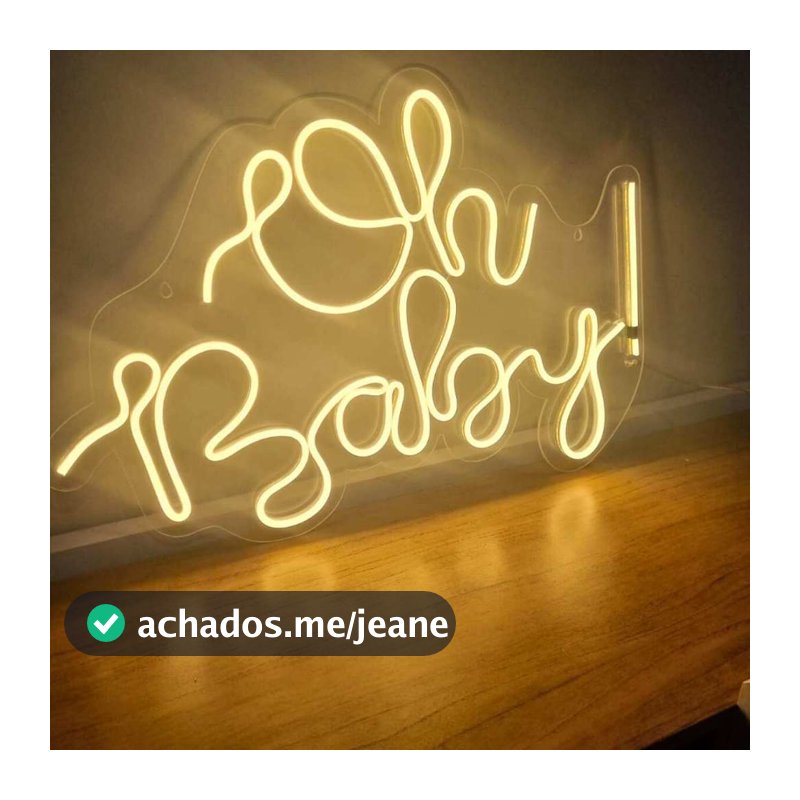 Luminária Led Neon de Acrílico Cristal "Oh Baby" 50Cm