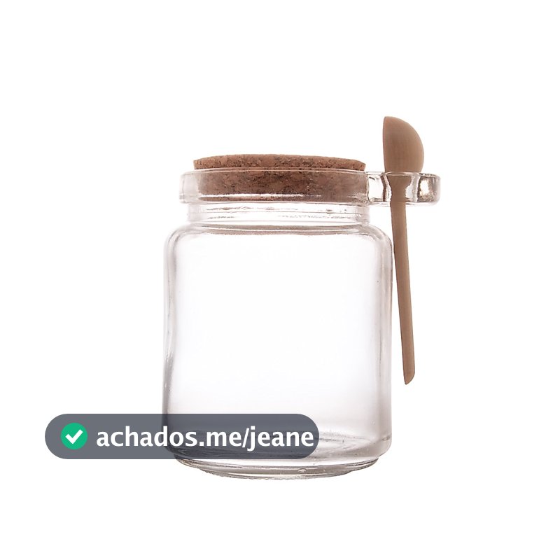 Pote de Vidro com Colher em Bambu e Tampa Rolha 240ml Lyor - Saleiro e Porta Condimento