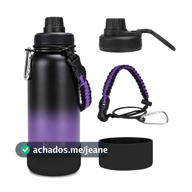 MODUS Garrafa Térmica 1000ml Aço Inoxidável Com Alça Paracord com Base Emborrachada