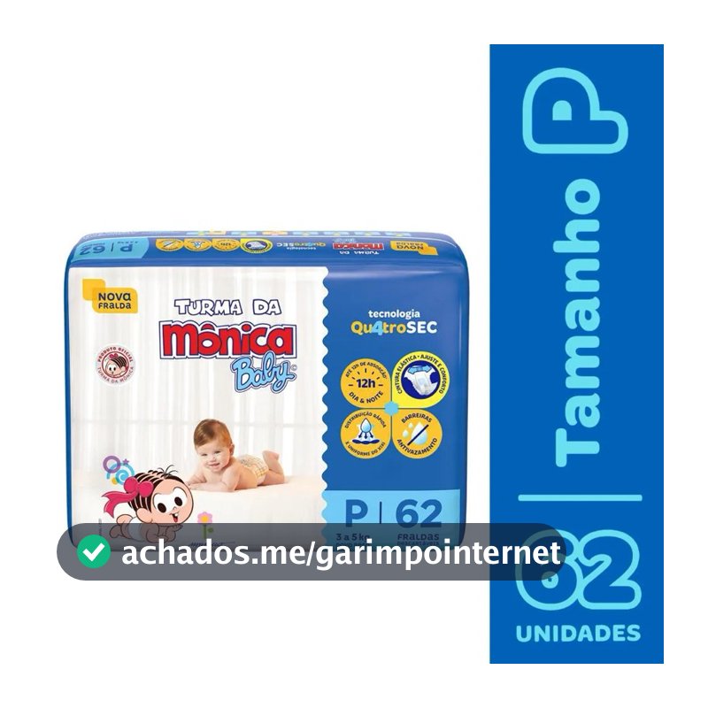 Fralda Turma da Mônica P 62 unidades