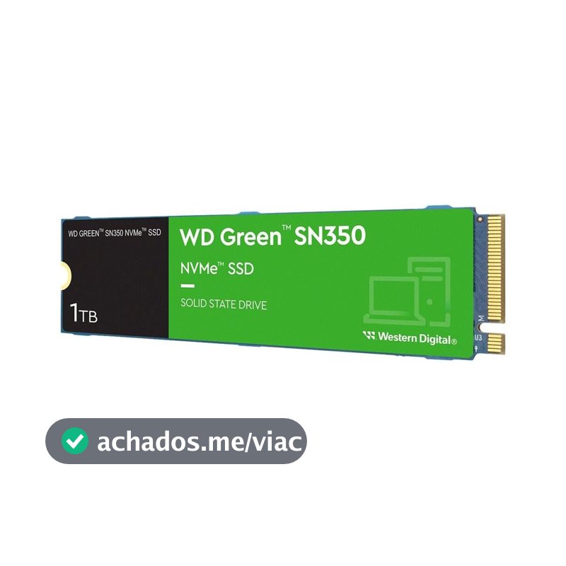 SSD M.2 NVMe 1TB Western Digital WD Green SN350 Velocidade de Leitura/Gravação até 2400/1850MB/s Gen3x4 WDS100T2G0C